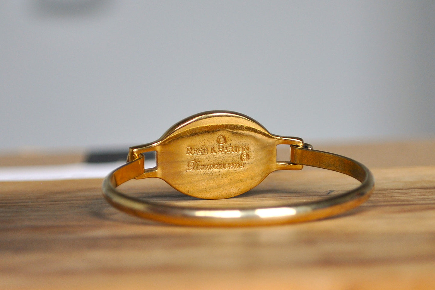 Beautiful Reed & Barton Damascene Gold Tone Rose Hook Cuff Bracelet - Hook Cuff Bracelet - Reed & Barton Gold Tone Bracelet