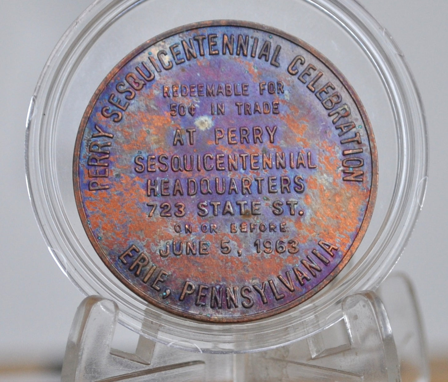 Perry Sesquicentennial Celebration 150th Anniversary 50 Cent Token - 1963 Perry Celebratory Anniversary Erie, Pennsylvania Trade Token