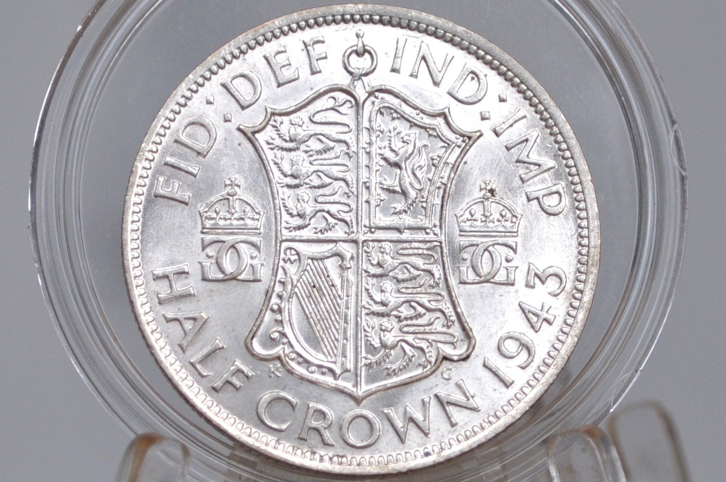 1943 Silver Great Britain Half Crown - XF/AU Grade / Condition - Great Coin - George VI - UK Half Crown