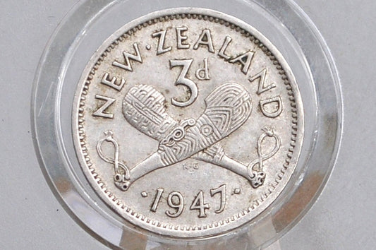 1947 New Zealand Silver Threepence - Great Condition - 50% Silver - 1947 New Zealand 3 Pence - George VI -