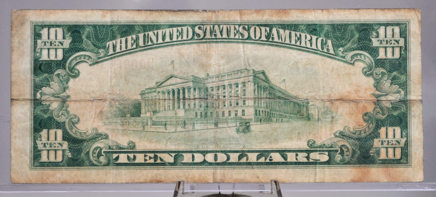 1929 10 Dollar Federal Reserve Bank Note - Fancy Low Serial Number - New York Issue - 1929 Brown Seal Ten Dollar National Note - Fr.1860-B