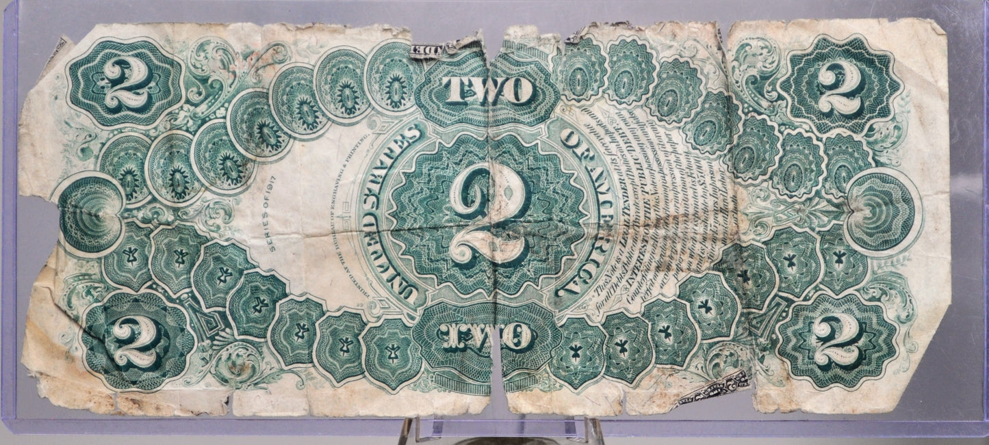 1917 2 Dollar Legal Tender Note - VG (Very Good) - Speelman/White - Bracelet Reverse - 1917 Horse Blanket Two Dollar Banknote - Fr.60