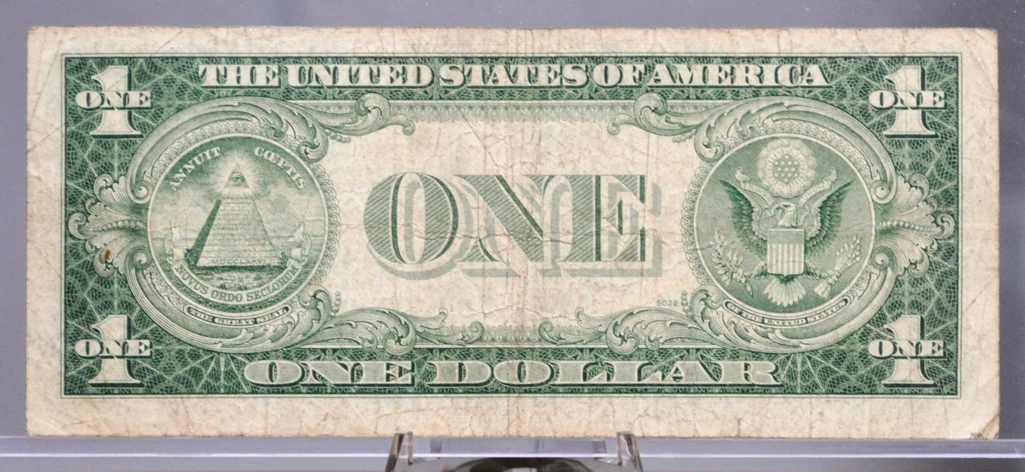 1935 D Silver Certificate 1 Dollar Narrow Type Note - Fancy Trinary Serial Number - 1935D Series Silver Cert Trinary Banknote - Fr.1613N