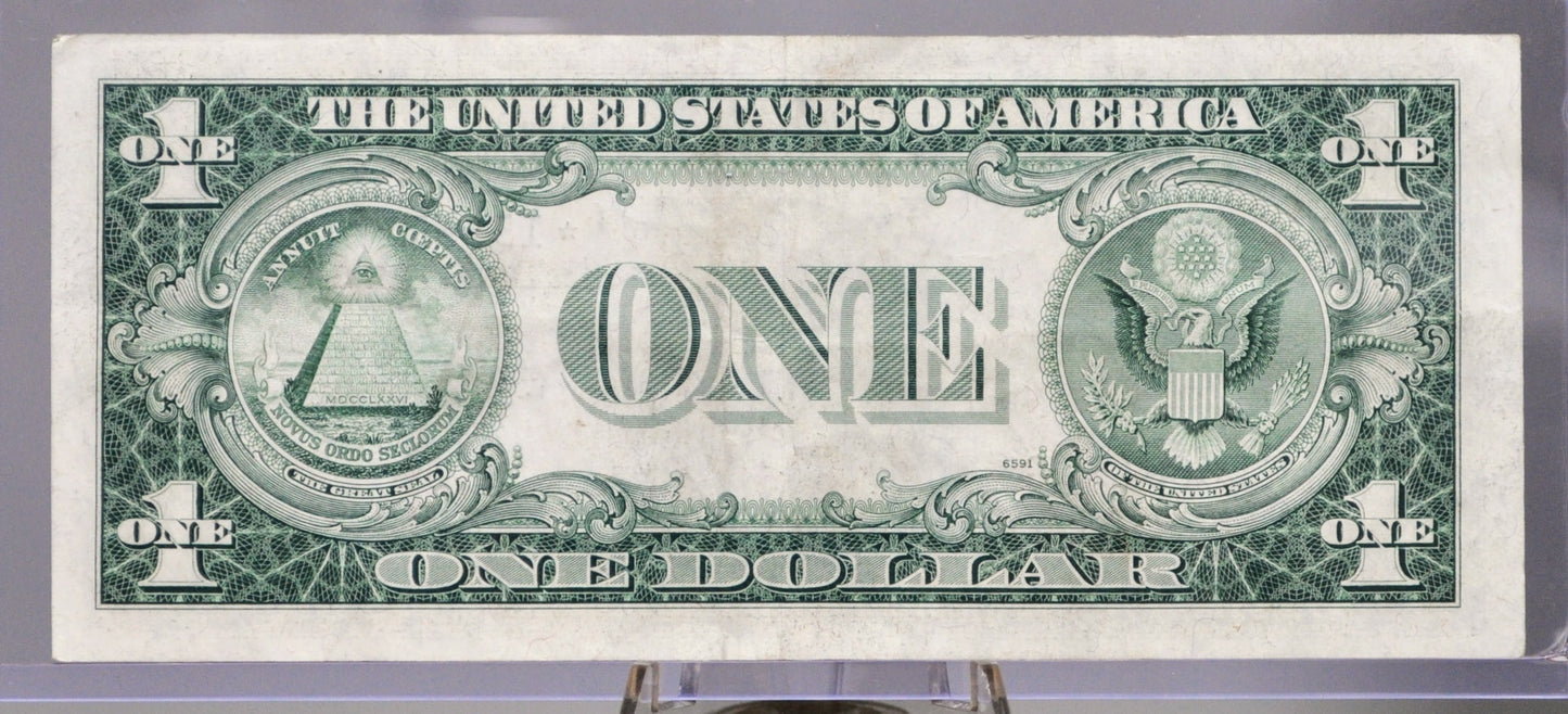 1935 G Silver Certificate 1 Dollar STAR Note - Almost Uncirculated (AU) - No Motto Reverse - Rarer 1935G Blue Seal Star Note - Fr#1616*