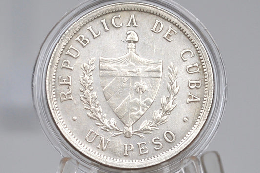 Rarer 1932 Cuba Un Peso - VF/XF Condition - First Republic of Cuba - Cuban Coins -