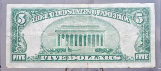 1928-A 5 Dollar Federal Reserve Note - VF (Very Fine) - New York - Redeemable In Gold - 1928 Five Dollar Bill - Rarer Note, Low Issue Number