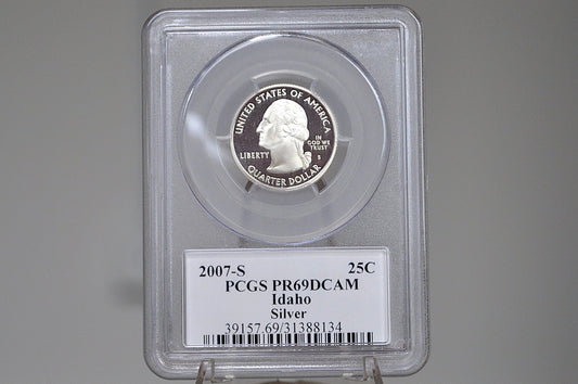 2007-S Idaho Silver Proof Idaho Quarter - Graded PCGS PR69 Deep Cameo - San Francisco Mint - 2007 Proof State Quarter 2007-S