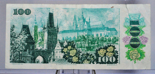 1989 Czechoslovakia 100 Korun Banknote - Short Lived Note - Gottwald Type - 1989 Czechoslovakia State Bank One Hundred Korun Note - P#97