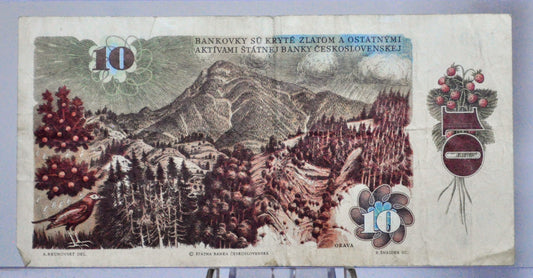 1986 Czechoslovakia 10 Korun Banknote - Choice of Series Prefix - 1986 Czechoslovakia State Bank Ten Korun Note - P#94b P#94c