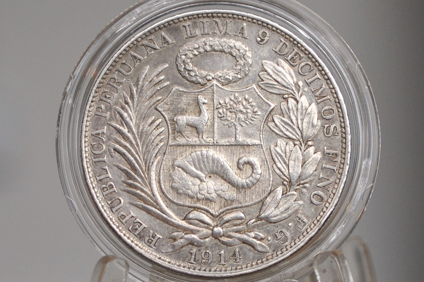 1914 Peru Silver Un Sol - Great Condition - 1914 1 Sol Peru Silver Un Sol 1914 TF Republica Peruana Lima