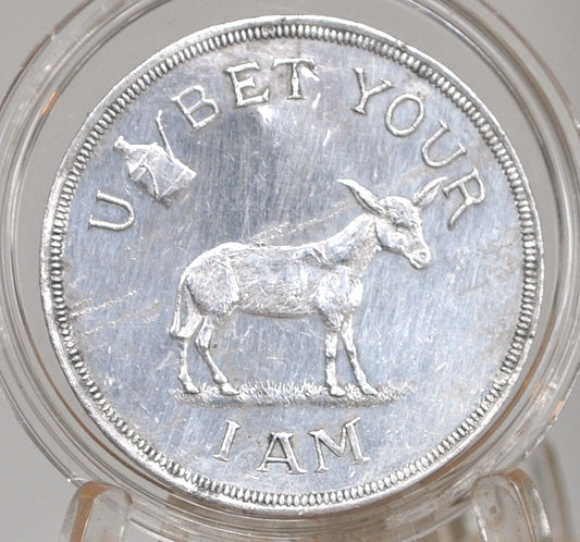 1901 Pan-American Exposition RUA Buffalo, U Can Bet Your Ass I am - Donkey/Buffalo Rebus Token 1901 Pan-American EXPO