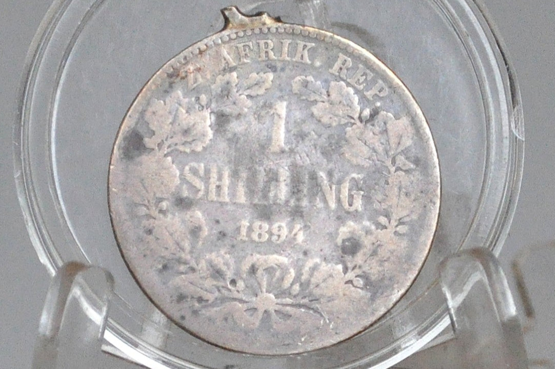 Rare 1894 Silver South Africa 1 Shillings - Great Condition, Pendant Loop - Sterling Silver - South Africa Republic Z.A.R. Pond -