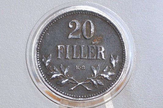 1918 Hungary 20 Filler - XF Condition, Awesome Design - Crown of St. Stephen - Charles IV -