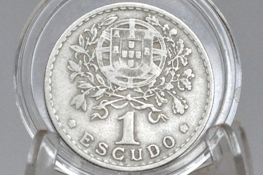 Rarer 1940 Portuguese 1 Escudo Portugal - VF Condition - Beautiful Design, Simple - Low Mintage Portuguese Coin