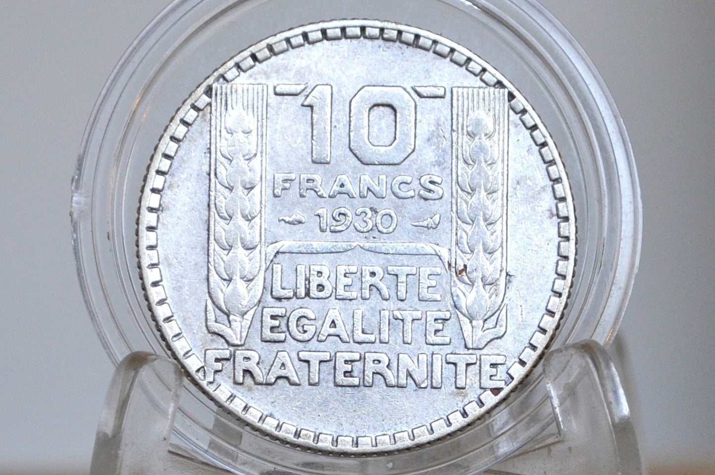 1930 Silver French 10 Franc Coin - VF/XF Condition - 1930s Silver Franc - Third Republic of France Silver Franc -