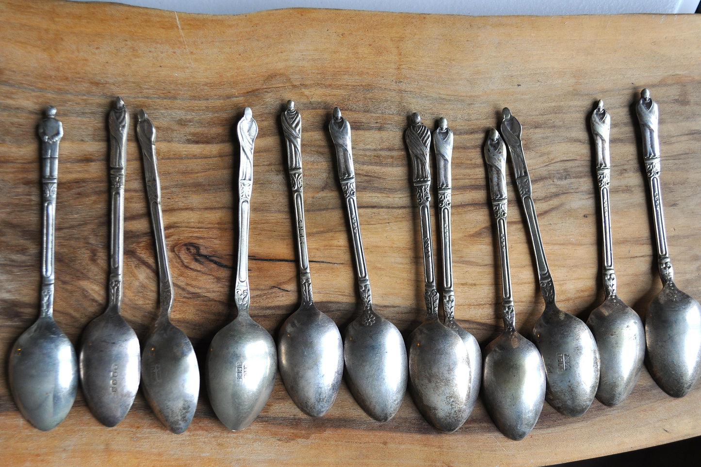 Antique 12 Apostle Silverplated Spoons - American Silverware Company Apostle Spoons - Followers of Jesus Silverware