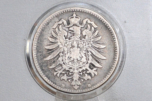 1874 German 1 Mark, D Mint Mark - VF Condition - German Empire Silver One Mark 1874, Silver Mark 1874B, Great Coin -