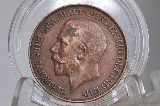 1911 Great Britain Half Penny - AU Condition - UK Large Penny 1911 - King George V 1/2 Penny - Bronze -