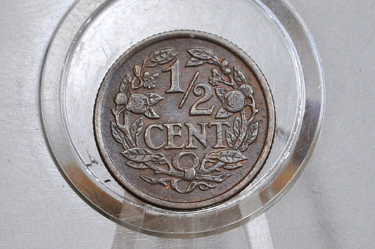1934 Netherlands East Indies 1/2 Cent Coin - UNC Grade / Condition - Nerderlands 1/2 Penny 1934 -