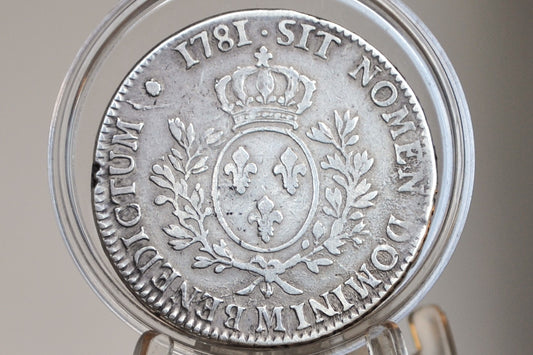 1781 ECU France Toulouse Mint Great Detail, Only 264,000 Made - Louis XVI - French Silver ECU 1781 M - 1700s Silver Coin