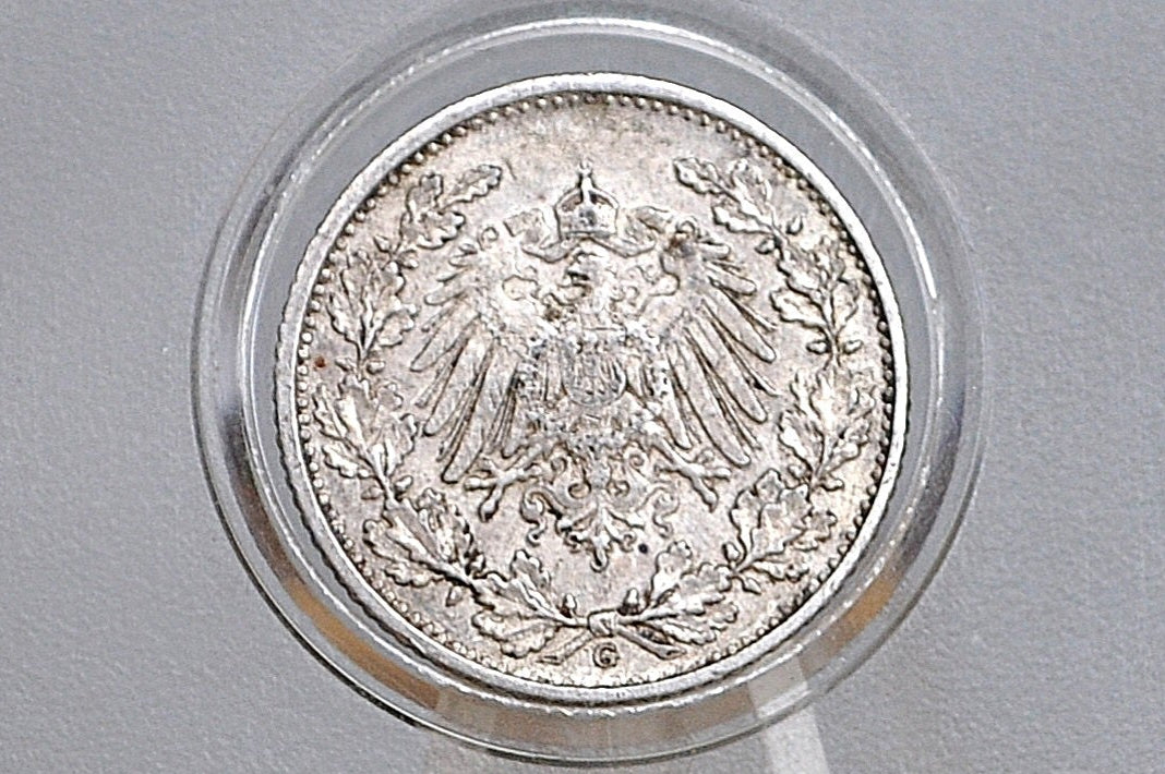 Silver 1906 German 1/2 Mark, G Mint Mark - XF Condition - German Empire Silver One Half Mark 1906 - Beautiful Condition -