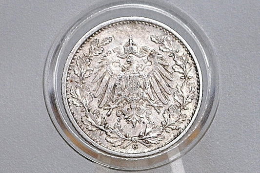 Silver 1906 German 1/2 Mark, G Mint Mark - XF Condition - German Empire Silver One Half Mark 1906 - Beautiful Condition -
