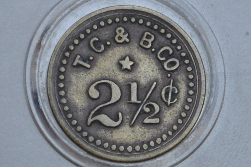Antique T.C.&B.Co. 2 1/2 Cent Token - Good For Token - Trade Token