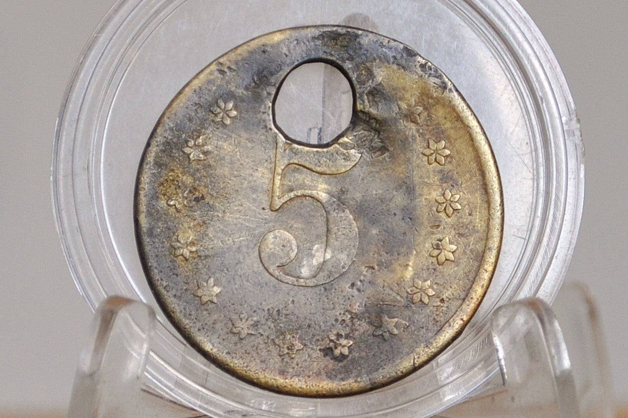 Antique T.H.L Jacksons 5 Cent Token - Good For Token - 5 Cent Brass Token - Trade Token