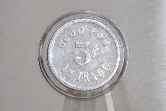 Antique E.E. Brooks 5 Cent Token - Good For Token - Trade Token - Baldwinsville NY