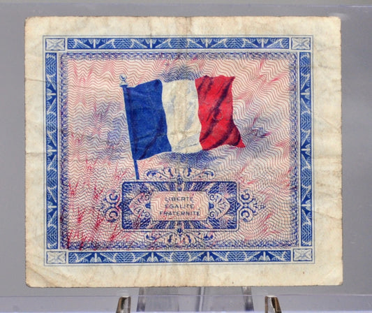 1944 Allied Military France 2 Franc Note - WWII Era French Bank Note - 1944 French Two Francs Allied Military Bank Note - P#114a