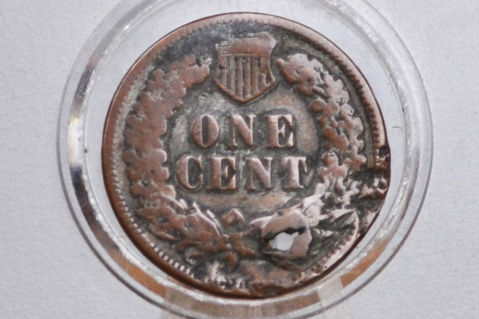 1872 Indian Head Penny - Damaged - Semi-Key Date - 1872 US 1 Cent