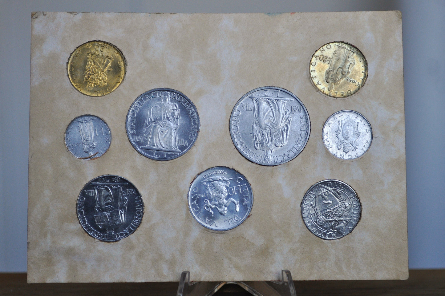 Citta Del Vaticano Coin Souvenir Set - 9 Coin Vatican Set - Catholic Coin Set - Popes Set