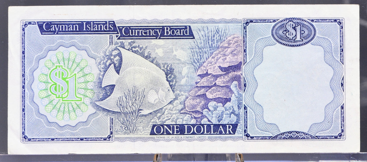 1985 Cayman Islands 1 Dollar Note - A/3 Prefix, Jefferson Signature - Elizabeth II - L. 1974 British Cayman Islands One Dollar Note - P#5b