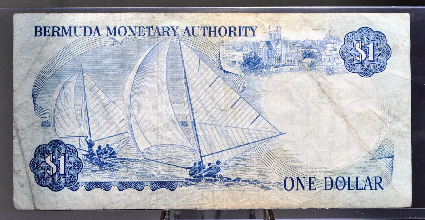 1979-82 Bermuda Monetary Authority 1 Dollar Note - Choice of Issue Date - 1982 British Bermuda One Dollar Banknote - P#28b