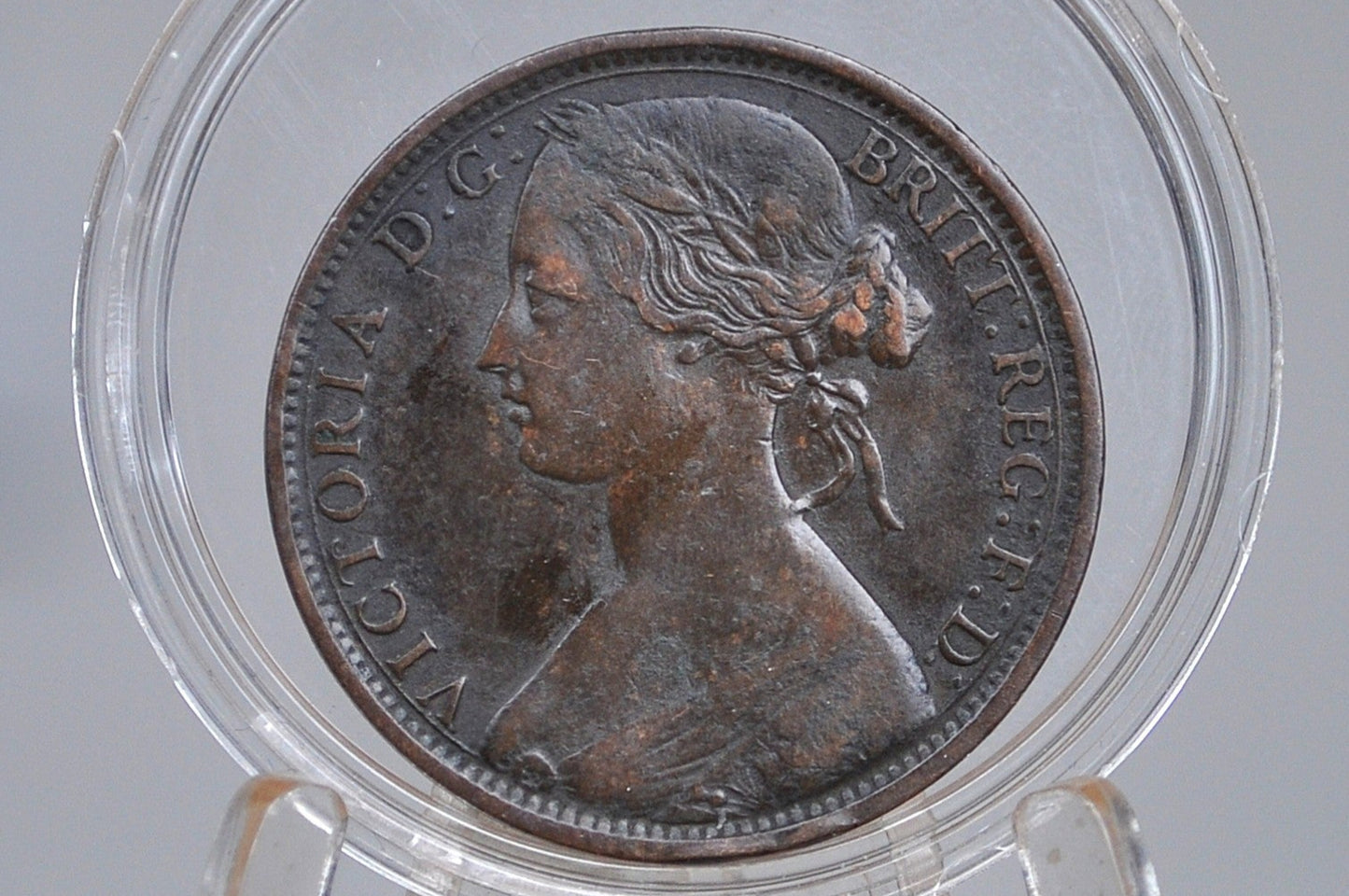 1863 Great Britain One Penny - XF Condition - UK Large Penny 1863 - Queen Victoria 1 Penny - Bronze - UK penny 1863