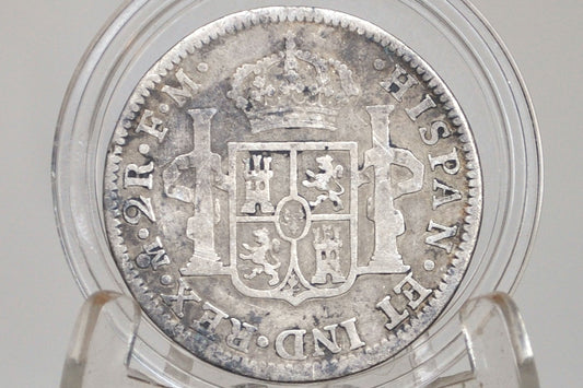 1797 Spanish 2 Reales, Mexico, Silver - Affordable Coin - Spanish Silver Colonial Era Coin 1797 Two Reales - Pirate Coins (Copy)