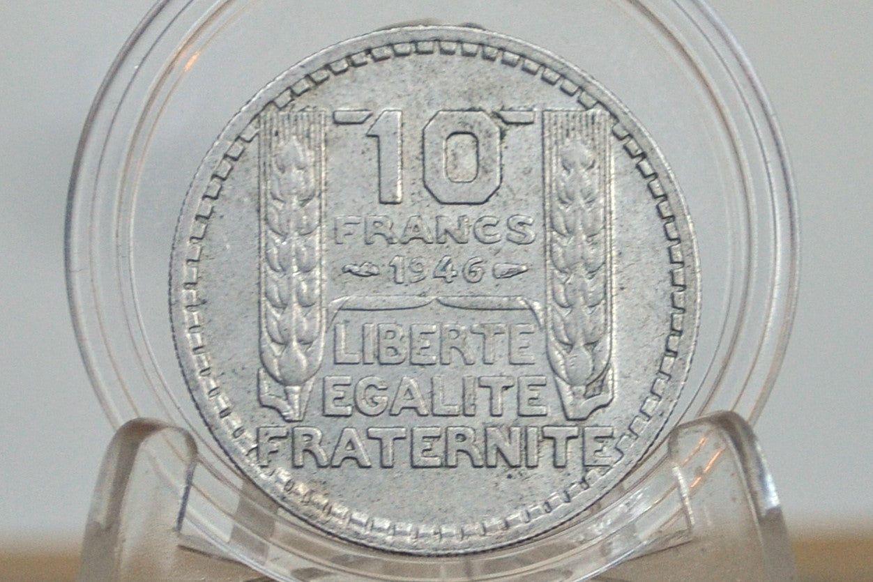 1946 French 10 Franc Coin - AU Condition - 1940s Ten Franc - Fourth Republic of France Franc -