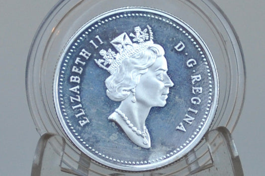 1995 Canadian Silver Half Dollar, Cameo Proof - Whooping Crane - 92.5% Silver Half Dollar Canada 1995 Crane