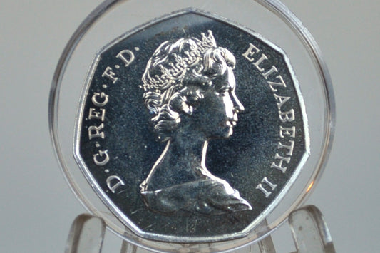 1973 9 Clasped Hands 50 Pence, Proof Strike, Low Mintage - European Economic Community Commemorative British 50p Coin 1973 - Queen Elizabeth The Second