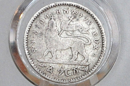 Silver 1889 Ethiopia Africa 1 Gersh Coin - Great Condition - Menelik II - East African Coins -