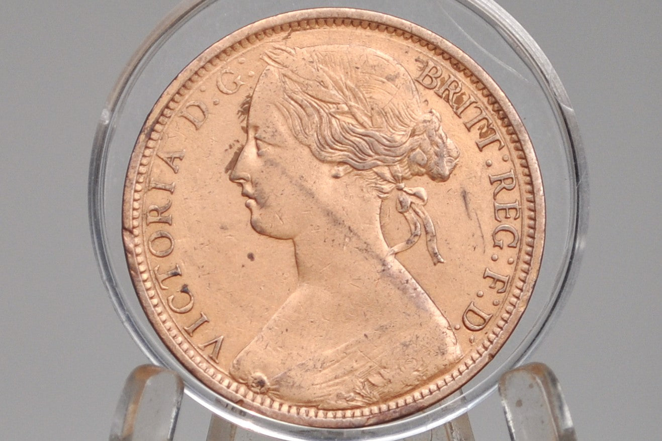 1862 Great Britain One Penny - XF Details, Cleaned - UK Penny 1862 England 1 Cent - Queen Victoria - Bronze, Great Detail
