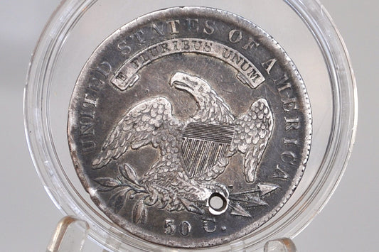 1834 Capped Bust Half Dollar - XF Detail, Holed, Nice Color - 1834 Half Dollar US Half Dollar 1834 - Early American Coin