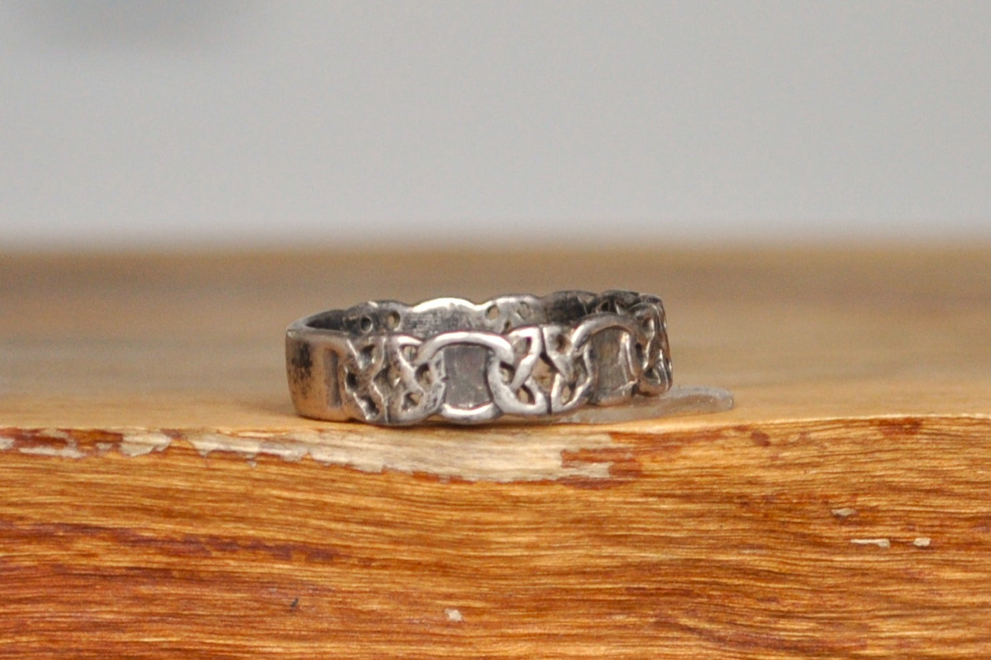 Celtic Woven Knots Ring - Size 8 - Stamped and Tested Sterling Silver - Irish Band Ring - Bound Together Engravable ring