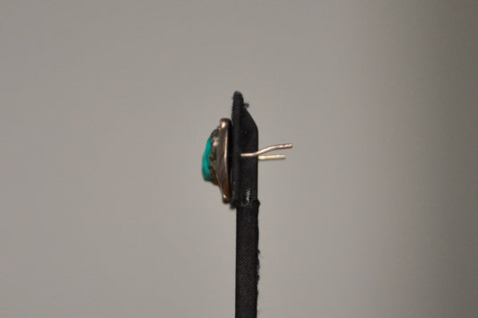 Turquoise Studded Leaf Earrings - Tested Sterling Silver - Lacking Earing Backs - Authentic Native Jewelry