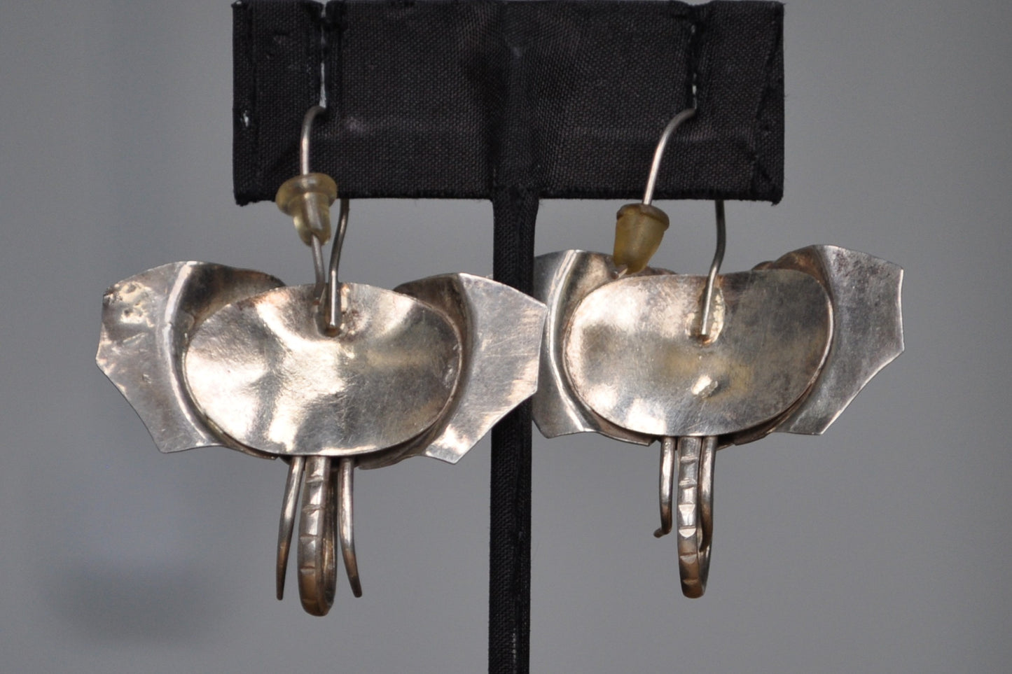 Cute Art Deco Tusked Elephant Earrings - Stamped and Tested Sterling Silver - Art Deco/Minimalist Style Jewelry