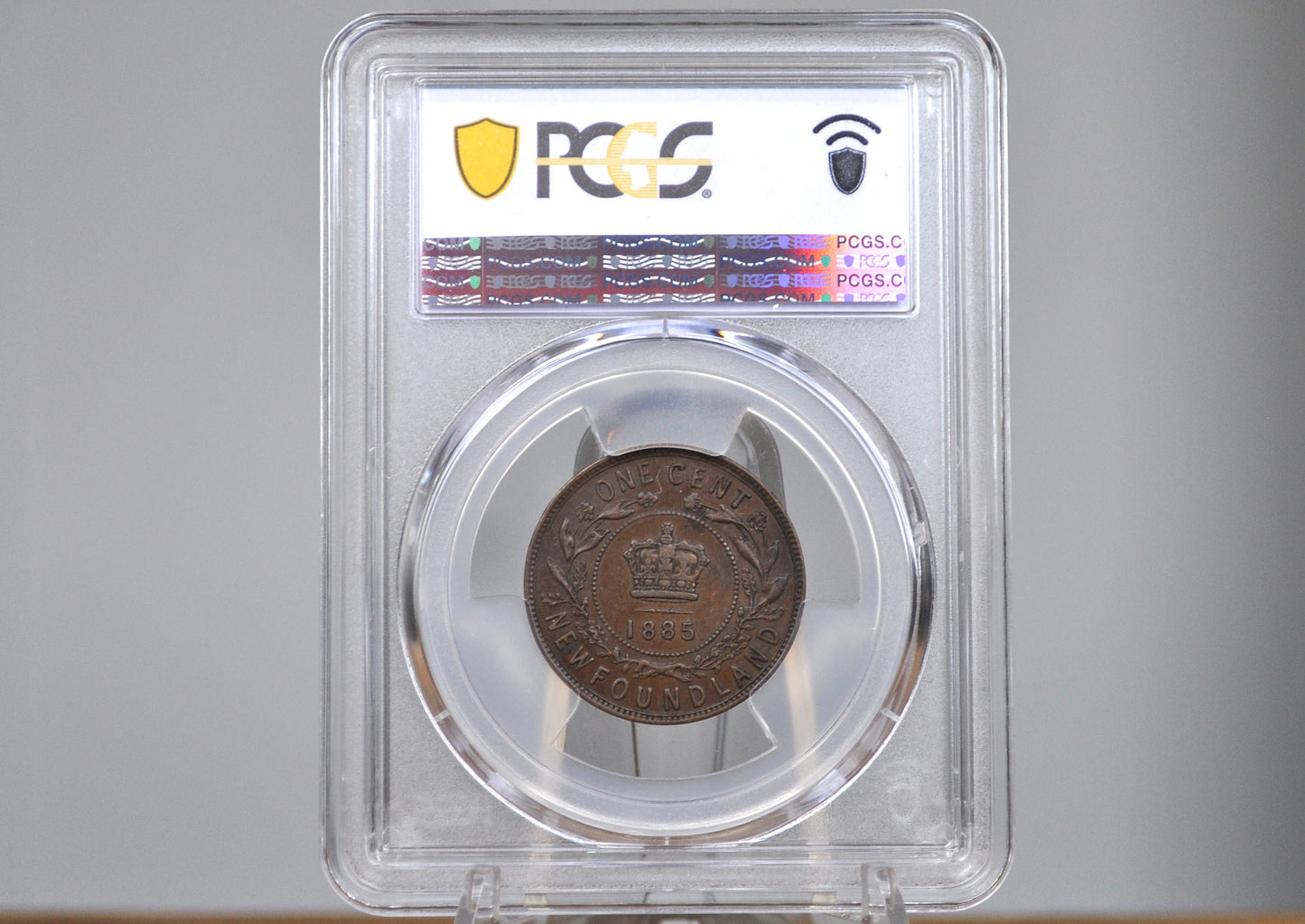1885 Newfoundland One Cent - PCGS AU55 - Queen Victoria - One Cent Newfoundland 1885 Large Cent - Rarer Date, Low Mintage, High Grade