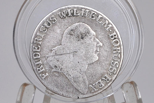 Silver 1796 Prussian 4 Groschen Coin - Great Condition - Frederick William II - Kingdom of Prussia - .521 Silver Thaler -
