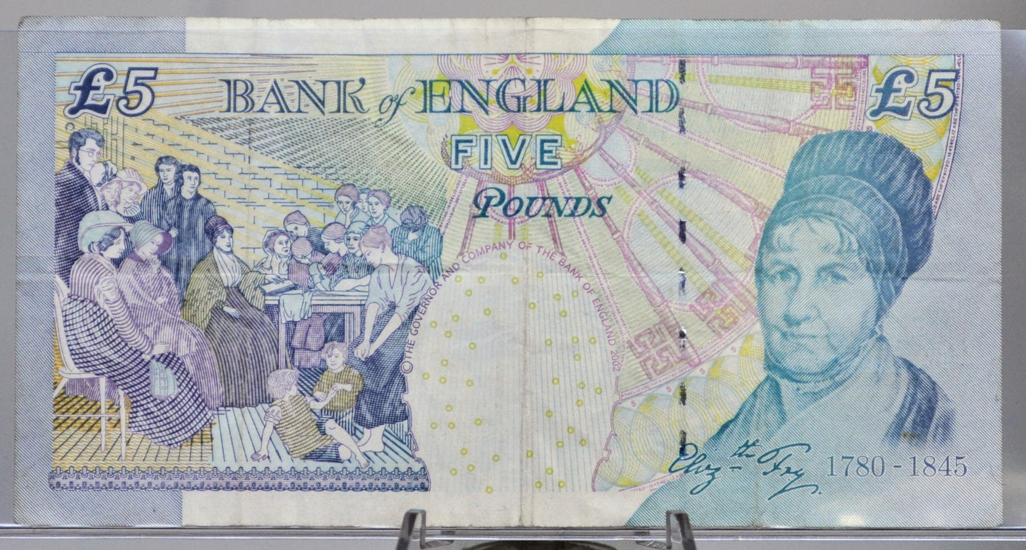 2002/2012 Bank of England 5 Pound Note - Chris Salmon Signature - Elizabeth Fry Issue - 2012 English Five Pound Note - P#391d