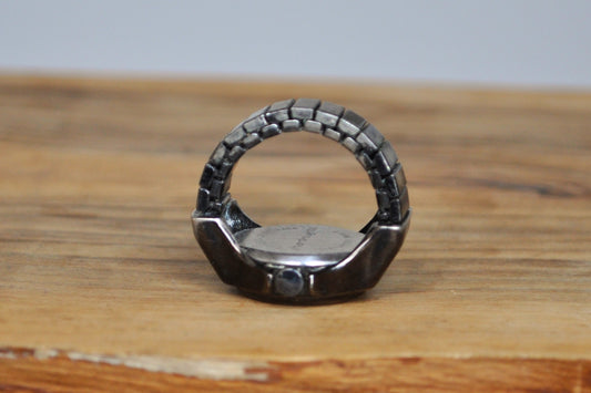 Unique Afterthoughts Ring Watch - Base Size 7 (Expandable) - Silver + Black Chrome Color - Not Working!