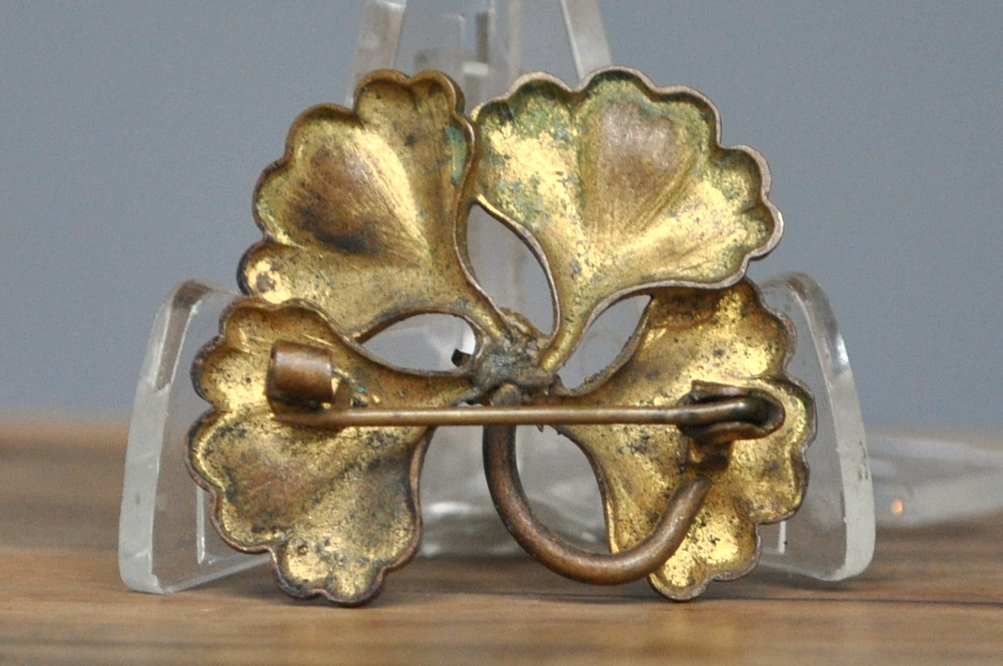 Antique Four-Leaf Clover Enamel Pink Brooch - Good Luck Four-Leaf Clover Brooch